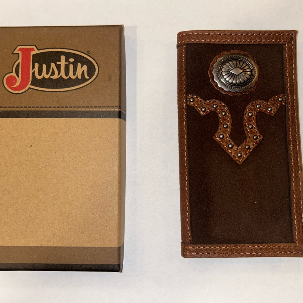 Justin Boots Brown and Tan Jr. Leather Card Holder